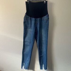 S.O.N.G. MATERNITY- Blue Distressed Jeans Over Belly Size L